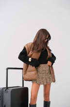 Oversize Puffer Tan Leather Vest