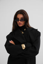 Oversize Black Wool Blend Coat