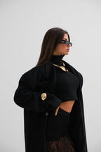 Oversize Black Wool Blend Coat