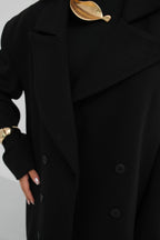 Oversize Black Wool Blend Coat