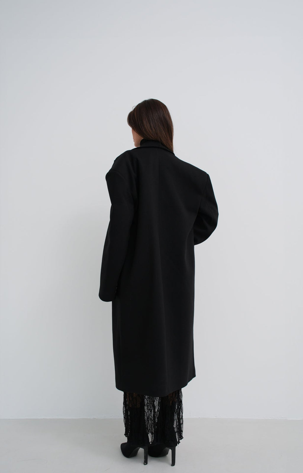 Oversize Black Wool Blend Coat