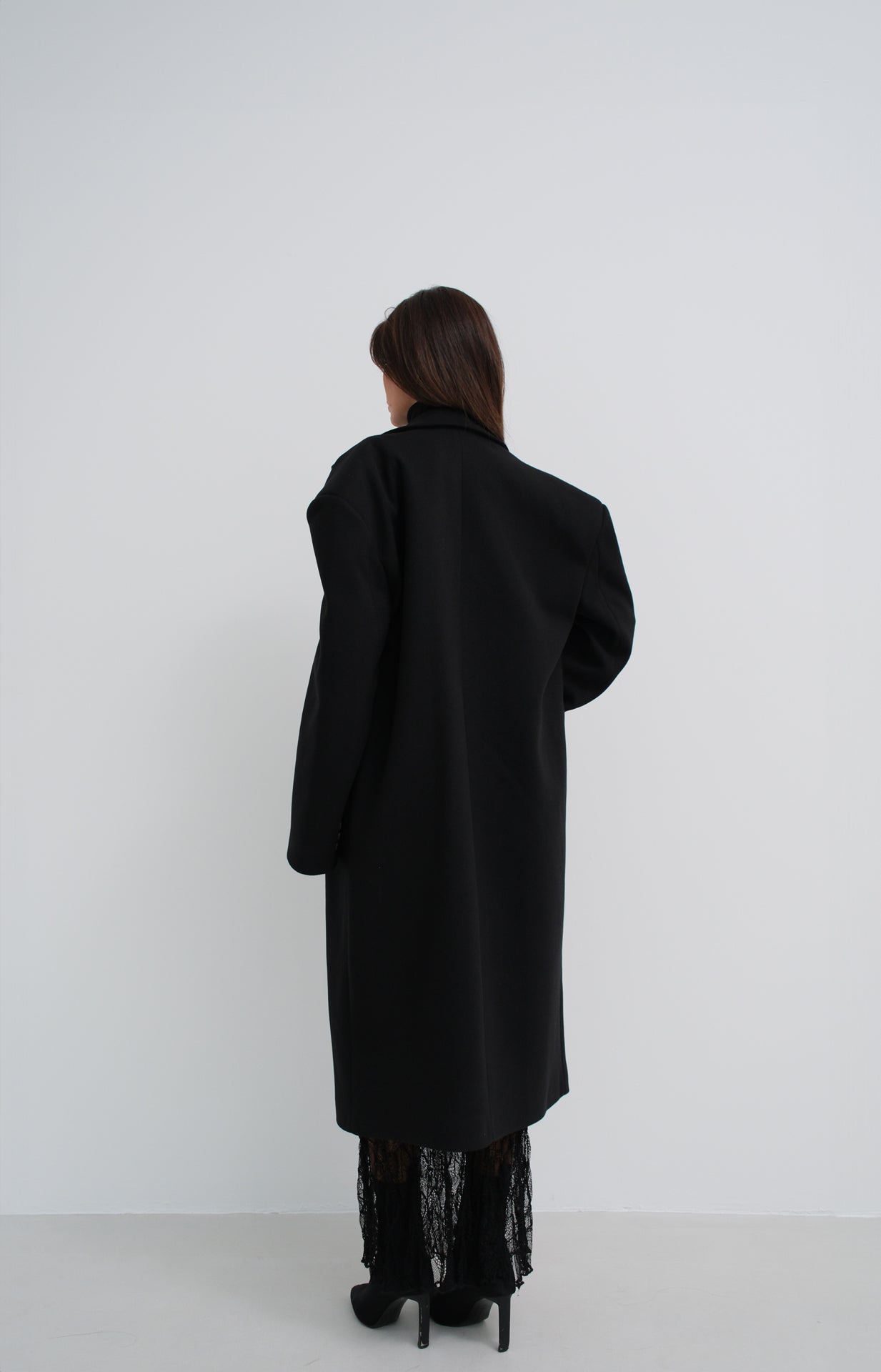 Oversize Black Wool Blend Coat