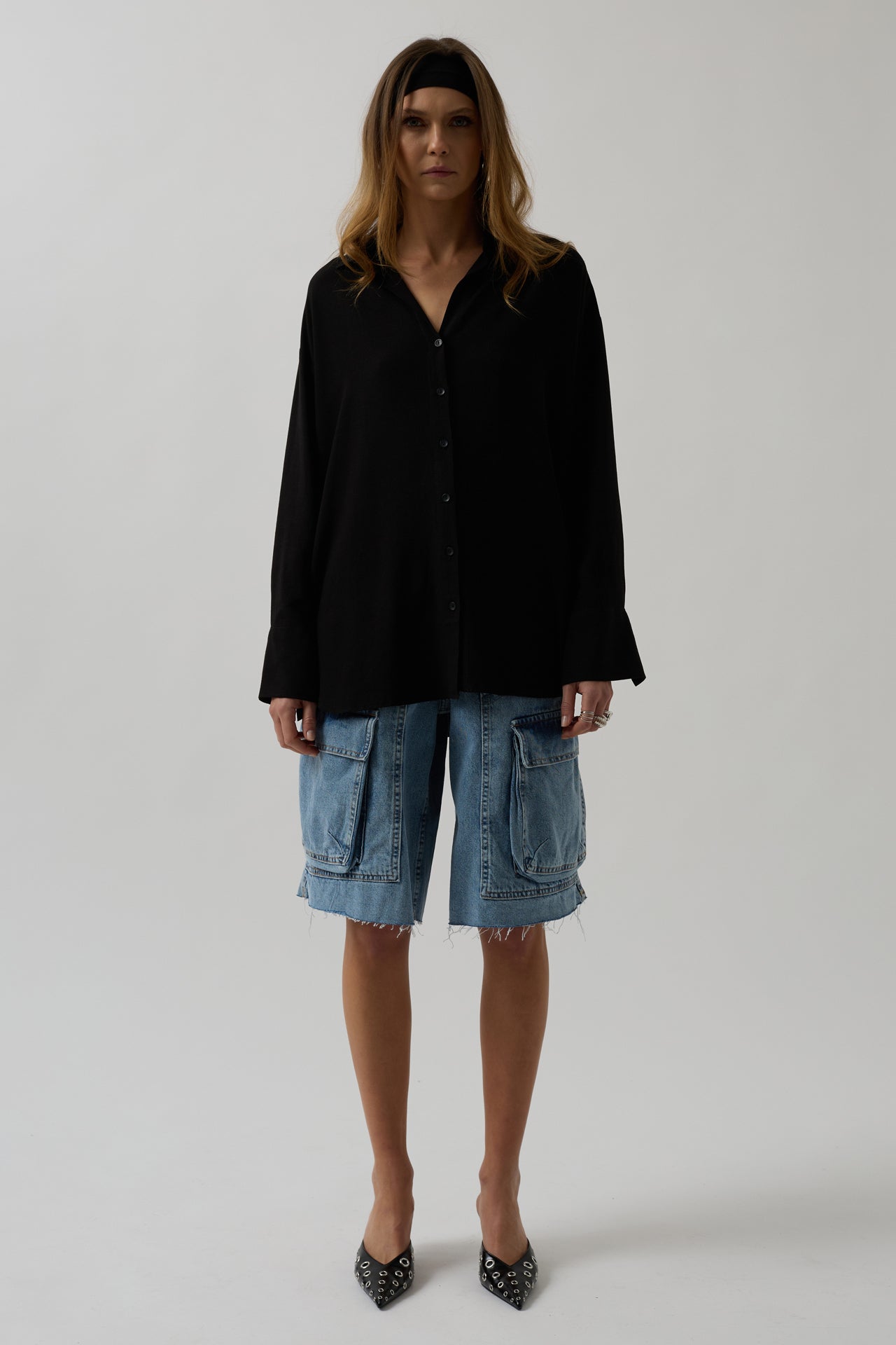 Oversize Black Linen Shirt