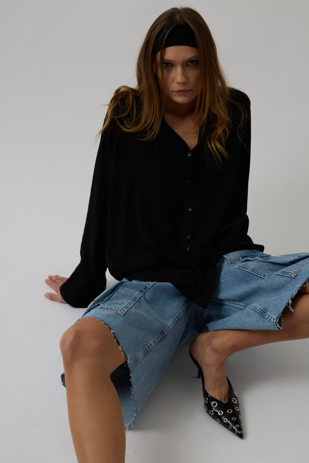 Oversize Black Linen Shirt