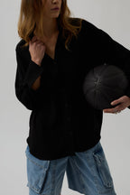Oversize Black Linen Shirt