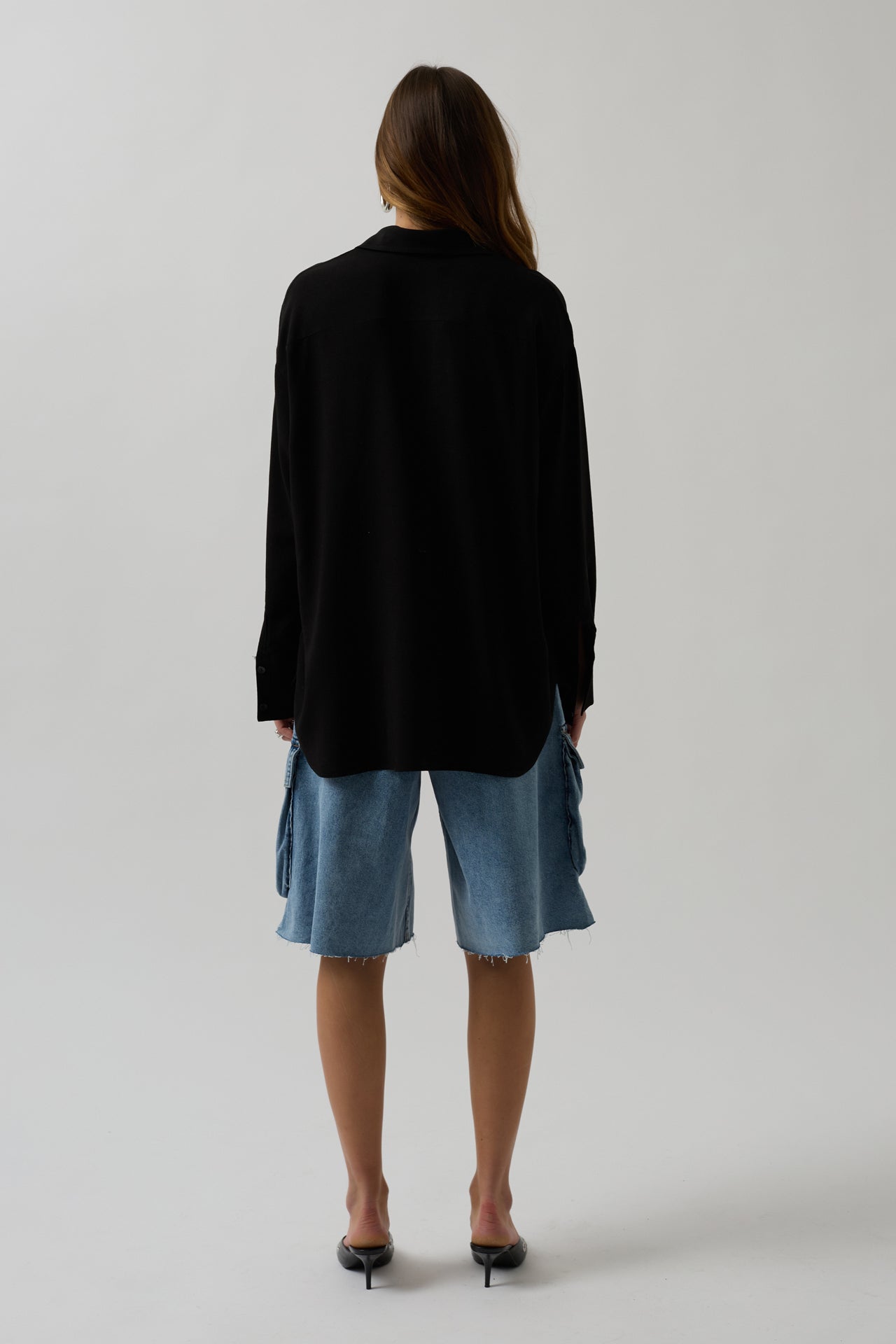 Oversize Black Linen Shirt