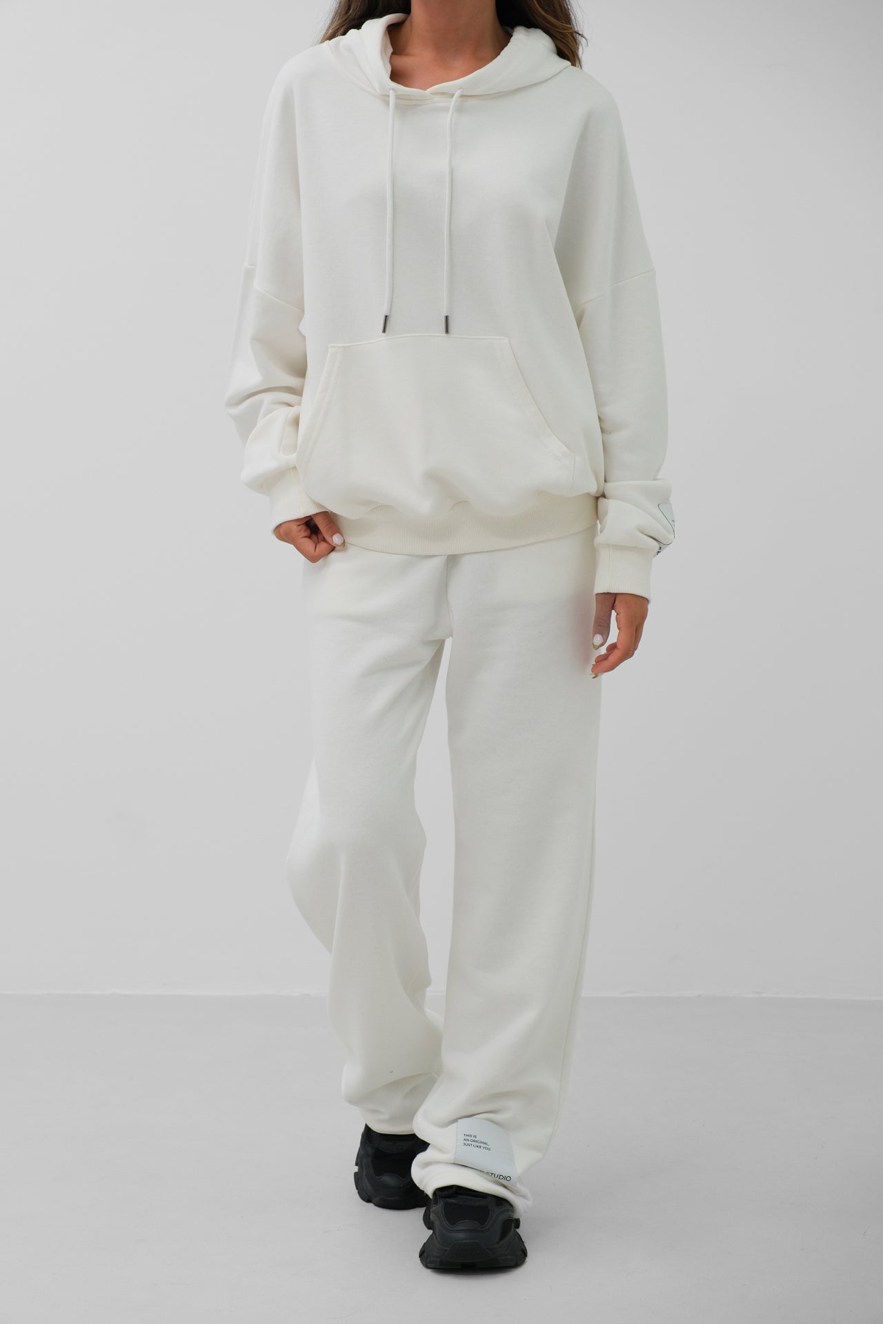 Oversize Sweatshirt Ecru Tracksuit Set