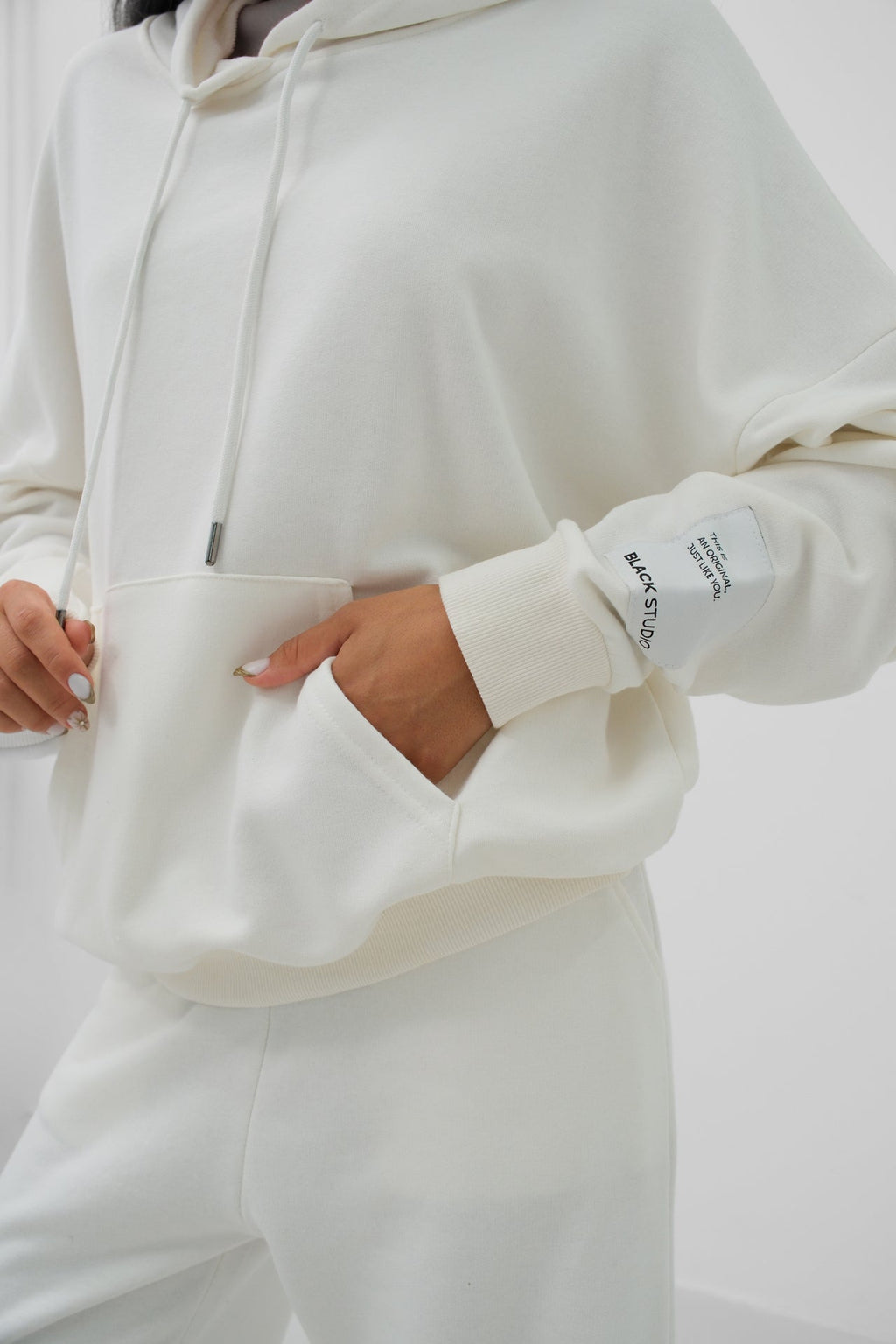 Oversize Sweatshirt Ecru Tracksuit Set