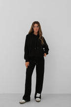 Oversize Sweatshirtshirt Black Tracksuit Set