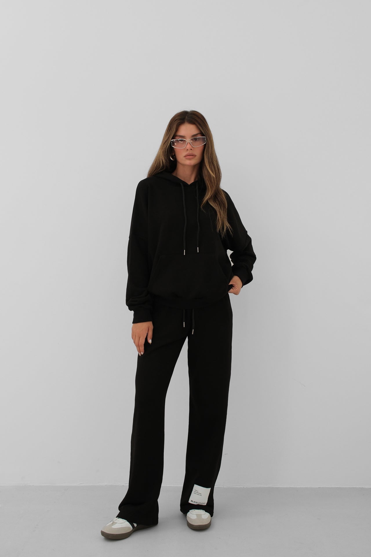 Oversize Sweatshirtshirt Black Tracksuit Set