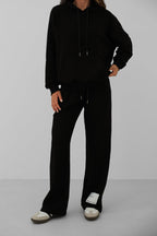Oversize Sweatshirtshirt Black Tracksuit Set