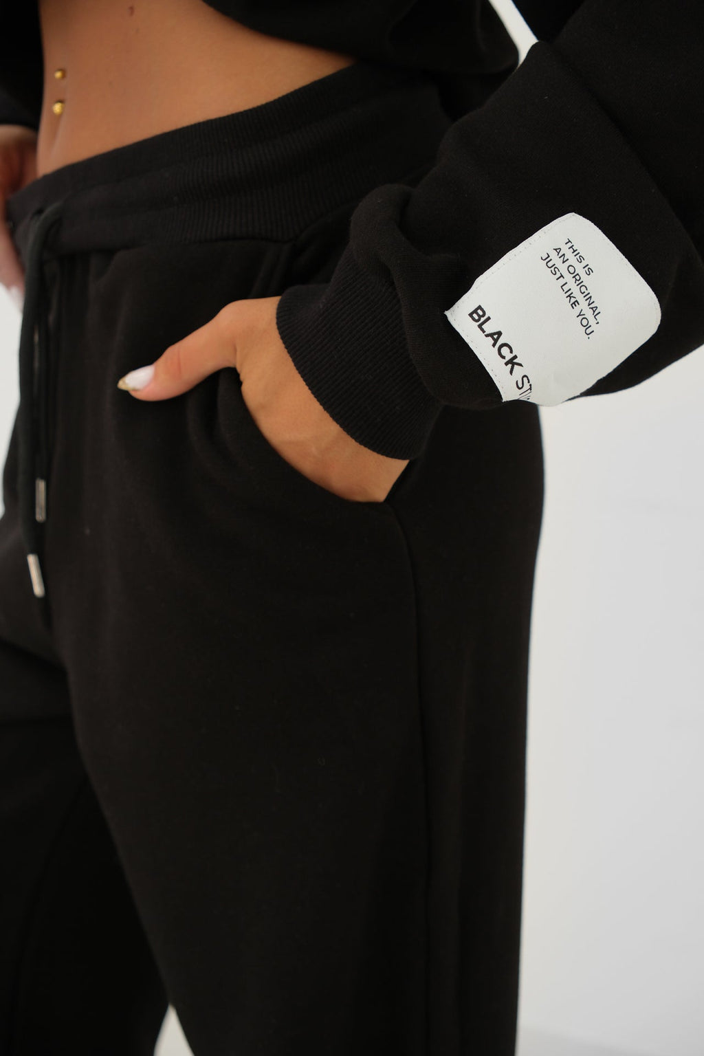 Oversize Sweatshirtshirt Black Tracksuit Set