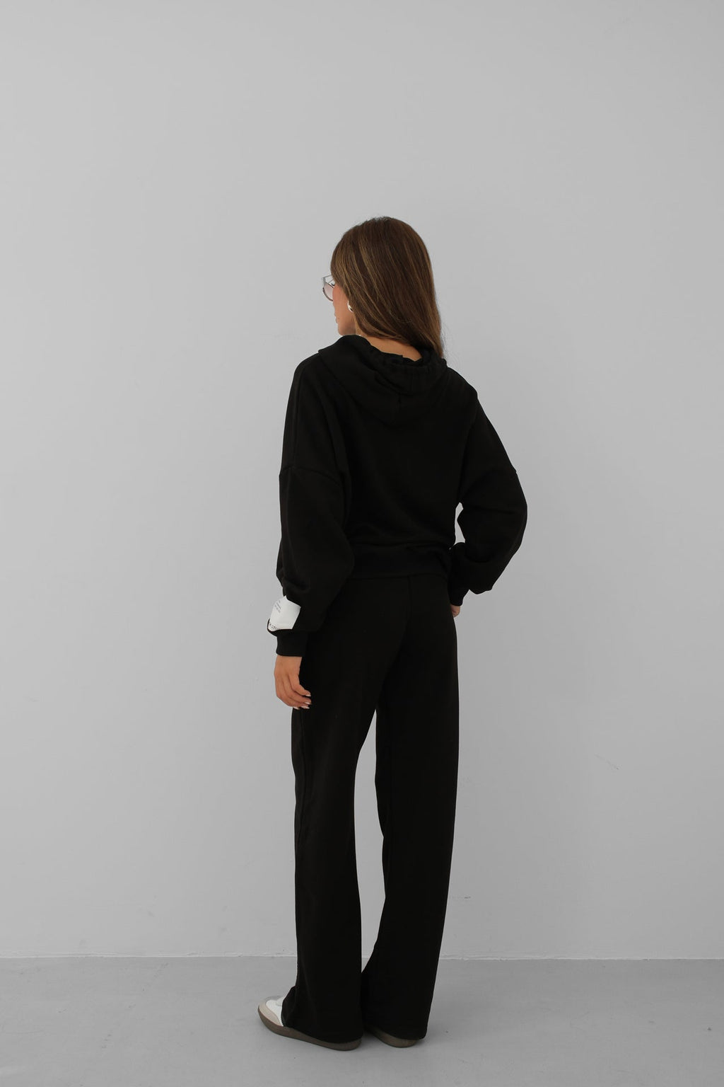 Oversize Sweatshirtshirt Black Tracksuit Set