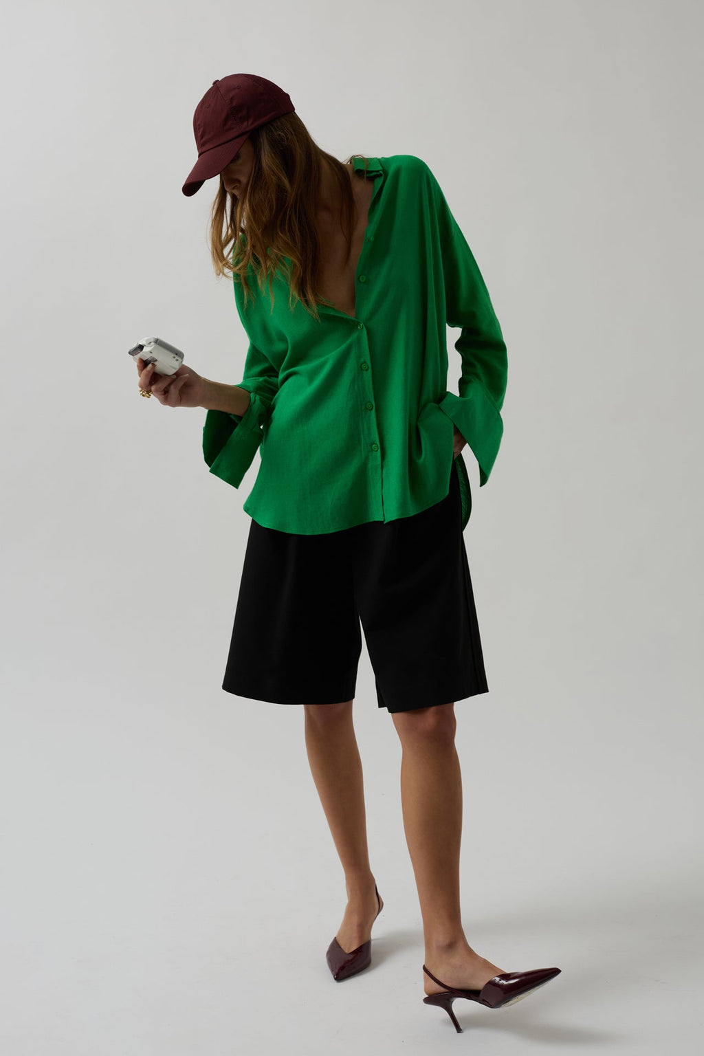 Oversize Green Linen Shirt