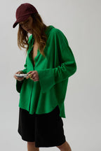Oversize Green Linen Shirt