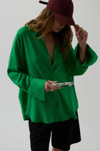 Oversize Green Linen Shirt