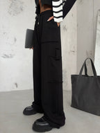 Elastic Cuff Cargo Pocket Black Sweatpants