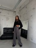Elastic Cuff Cargo Pocket Gray Sweatpants