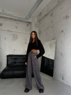 Elastic Cuff Cargo Pocket Gray Sweatpants