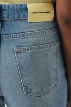 Slit Hem High Waist Blue Jeans