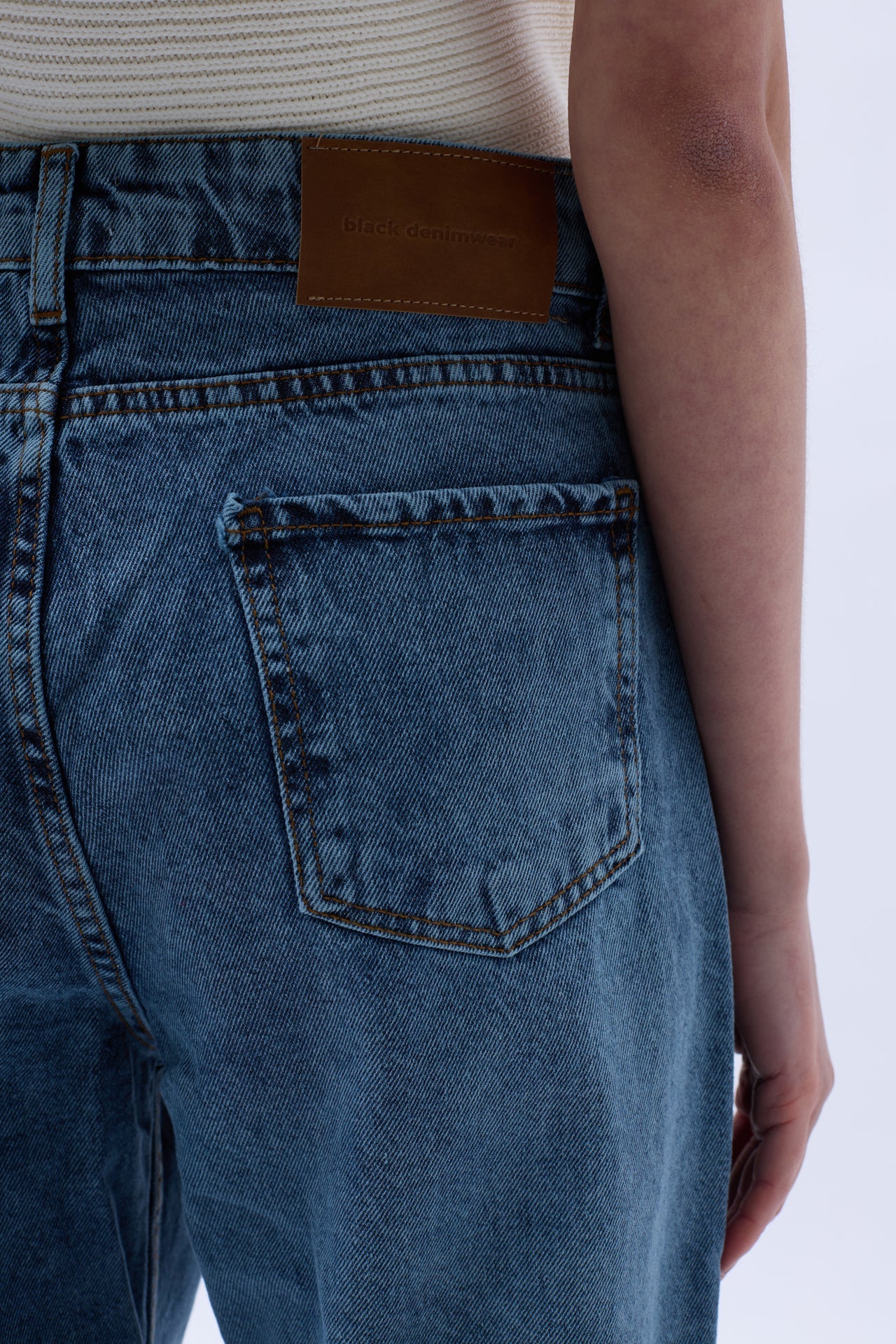 Ripped Hem Asymmetric Laser Cut Blue Jeans