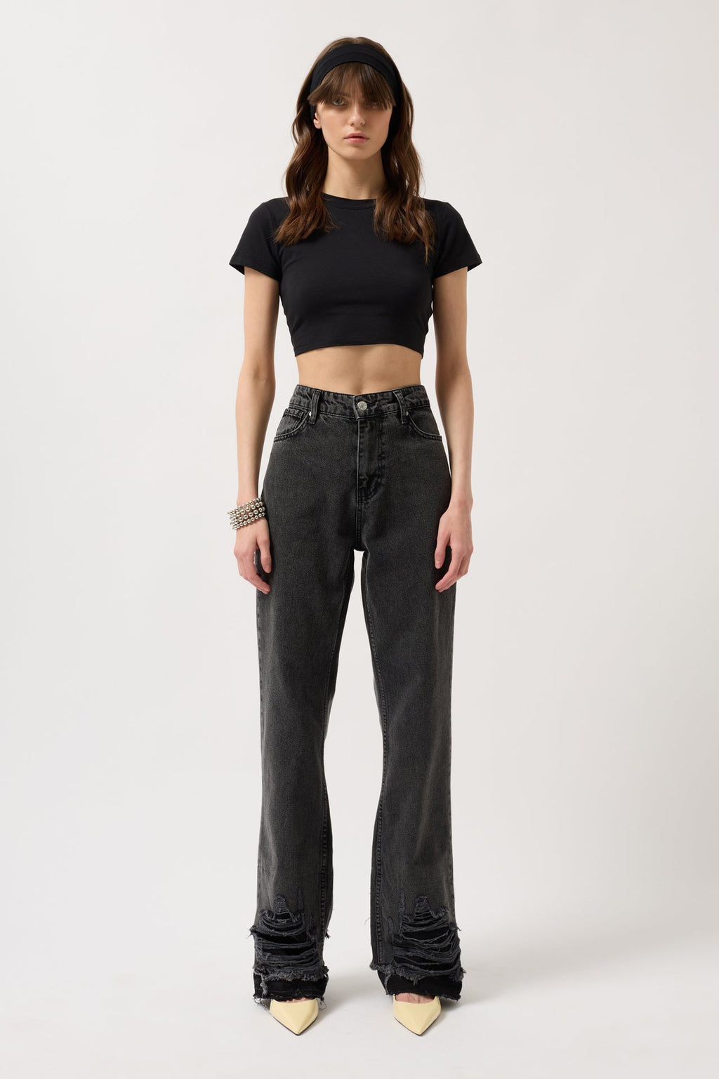 Ripped Hem Black Jeans