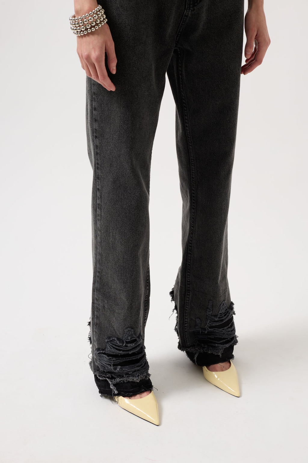 Ripped Hem Black Jeans