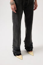 Ripped Hem Black Jeans