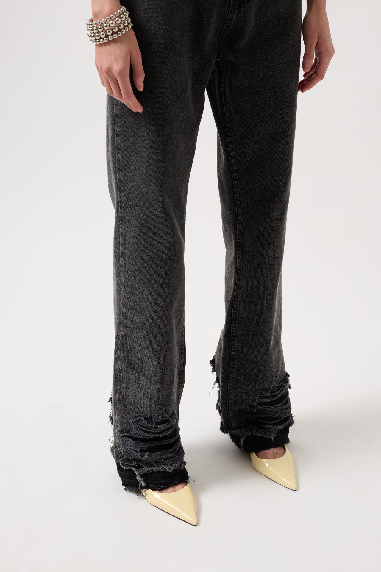 Ripped Hem Black Jeans