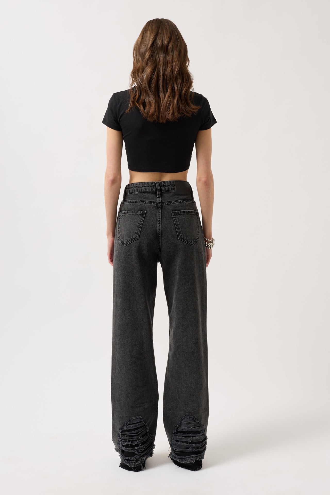 Ripped Hem Black Jeans