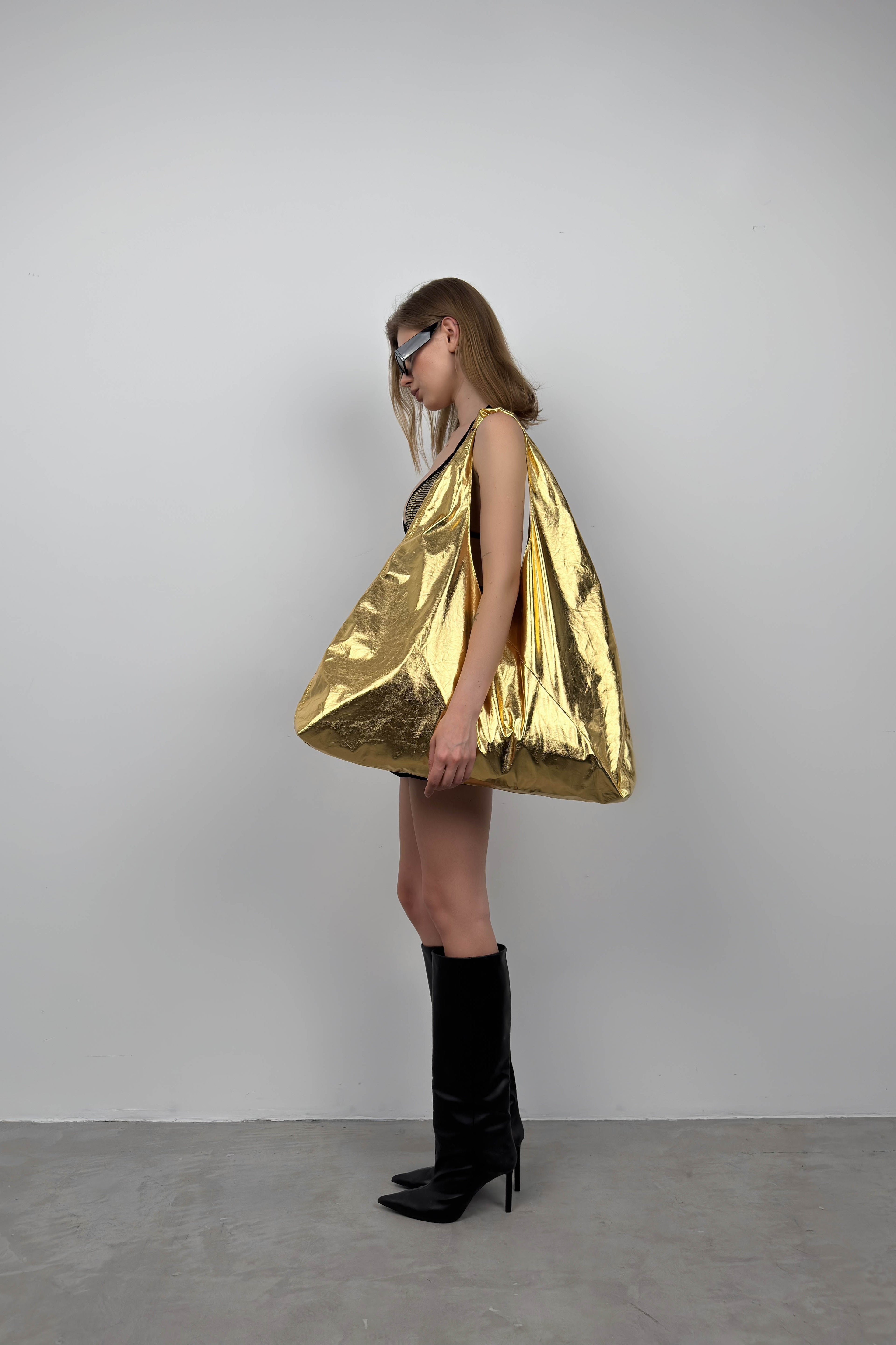 Shiny Gold Pouch Bag