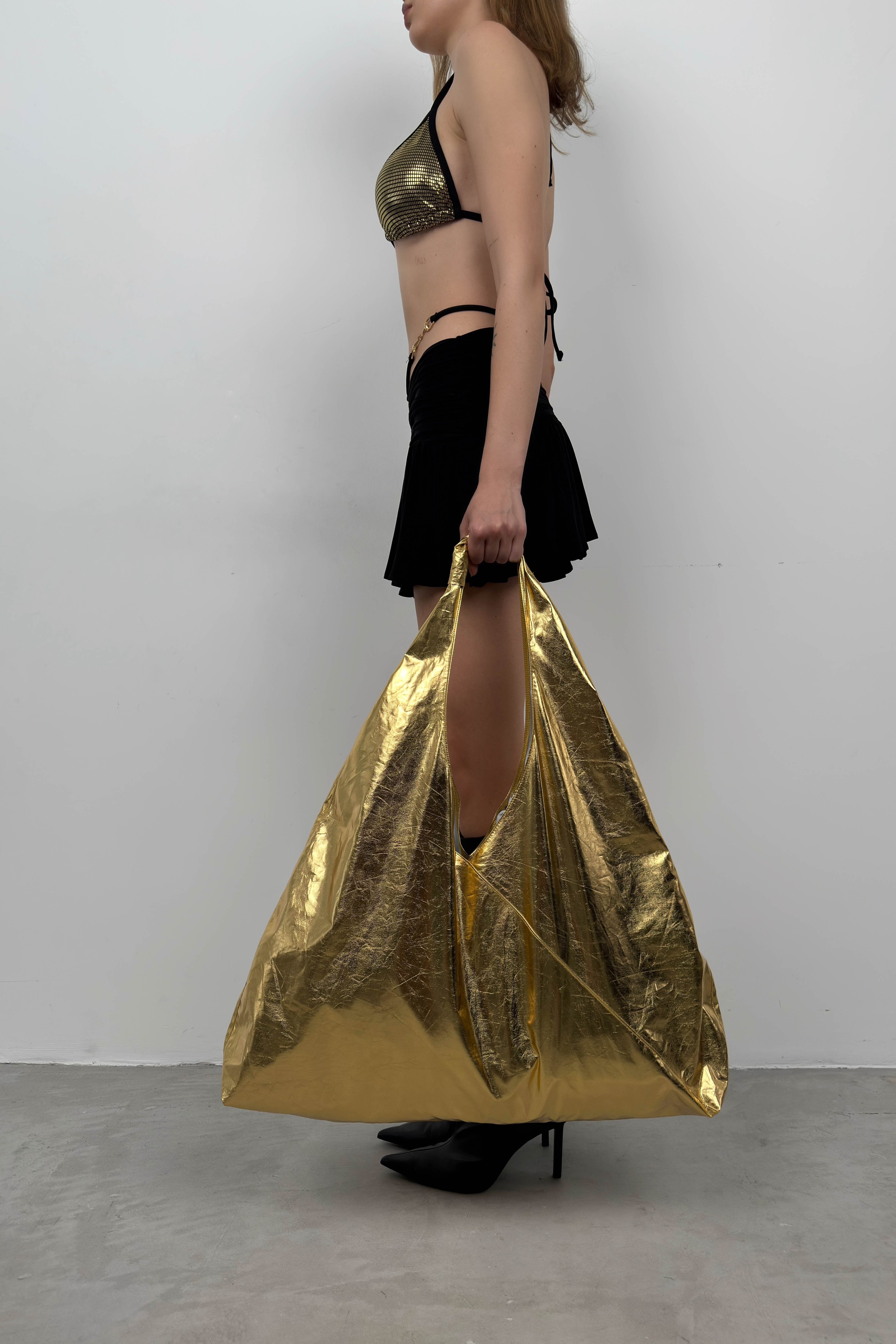 Shiny Gold Pouch Bag