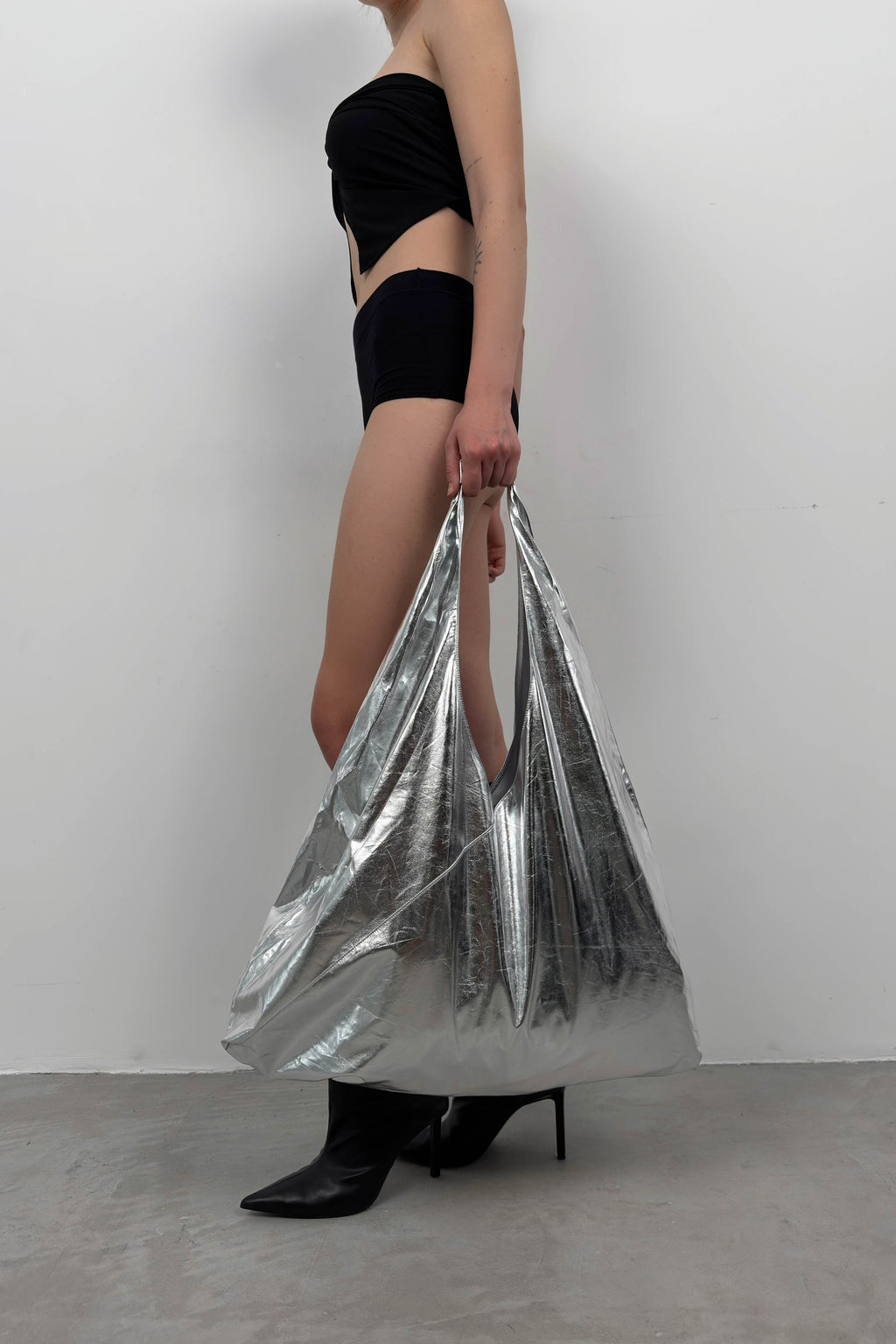 Shiny Silver Pouch Bag