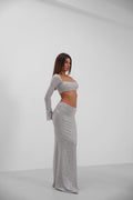 Sequined Crop Blouse Skirt Gumus Takim