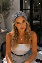 Sequined Knit Gray Cap