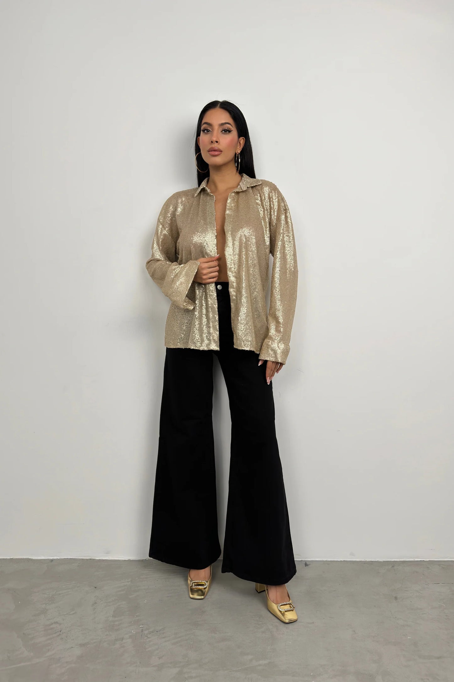 Sequined Gold Oversize Shirt