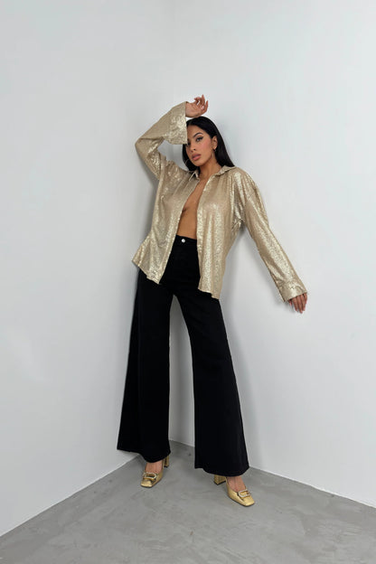 Sequined Gold Oversize Shirt