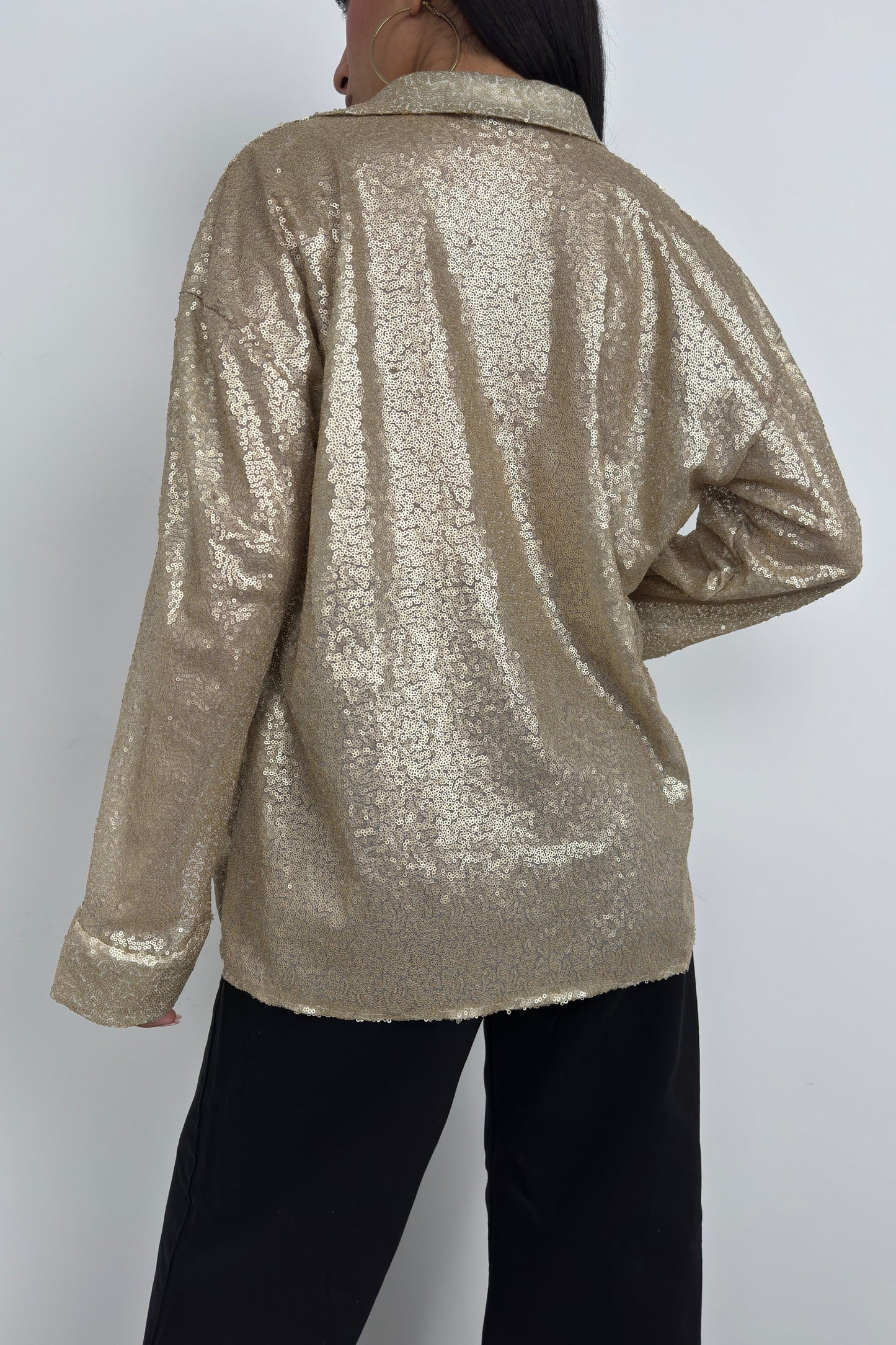 Sequined Gold Oversize Shirt