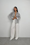 Sequined Silver Oversize Shirt