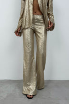 Sequined Wide Leg Gold Pants