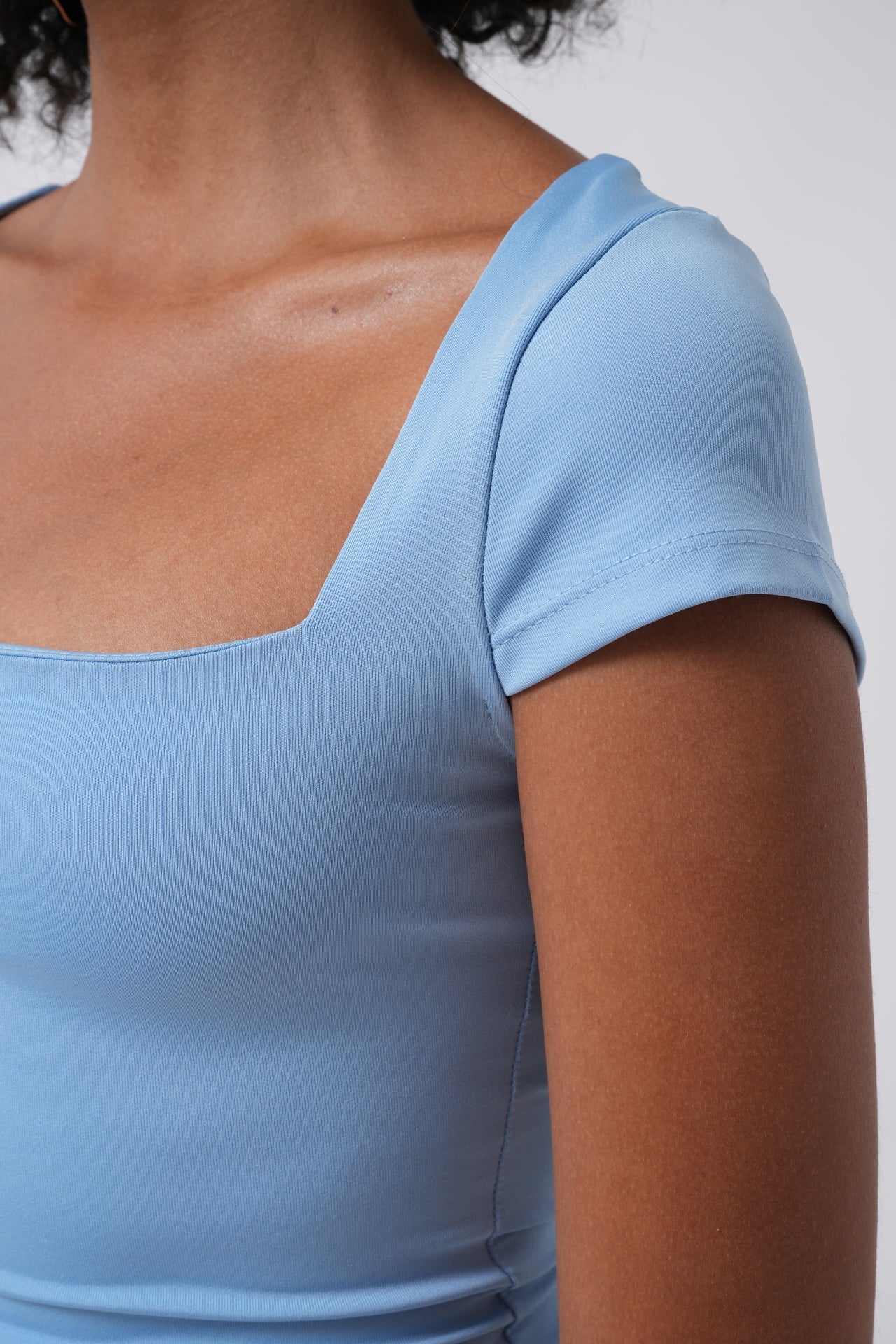 Window Detail Mini Cut-Out Baby Blue Blouse