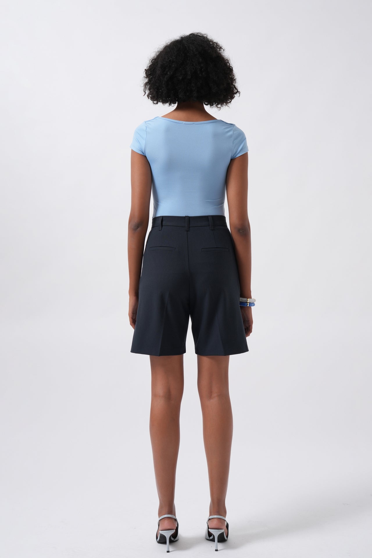 Window Detail Mini Cut-Out Baby Blue Blouse