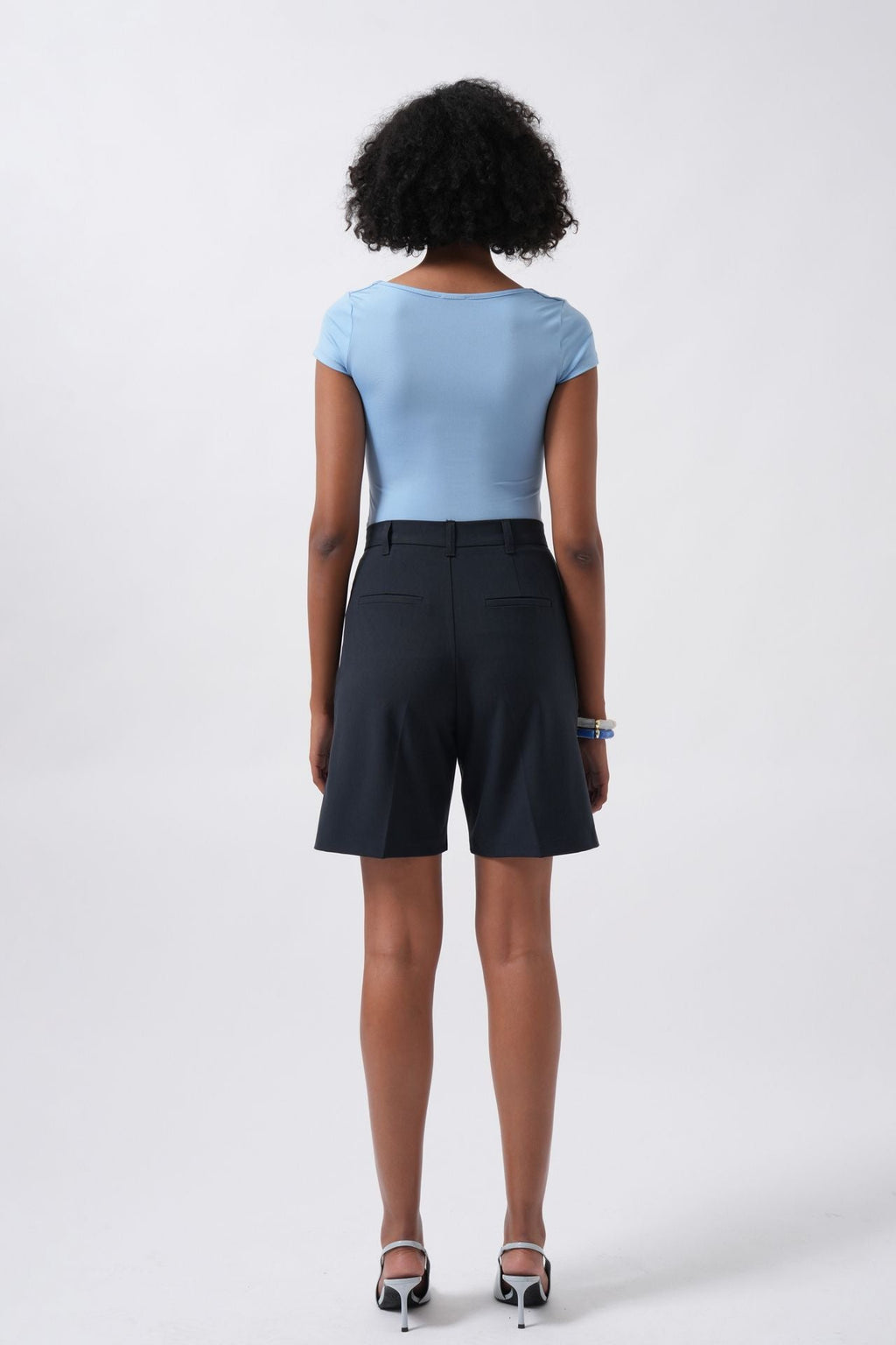 Window Detail Mini Cut-Out Baby Blue Blouse