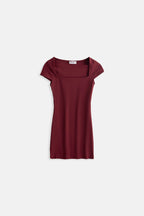 Window Detail Mini Cut-Out Burgundy Dress