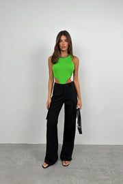 Window Detail Swimmer Lime Bodysuit