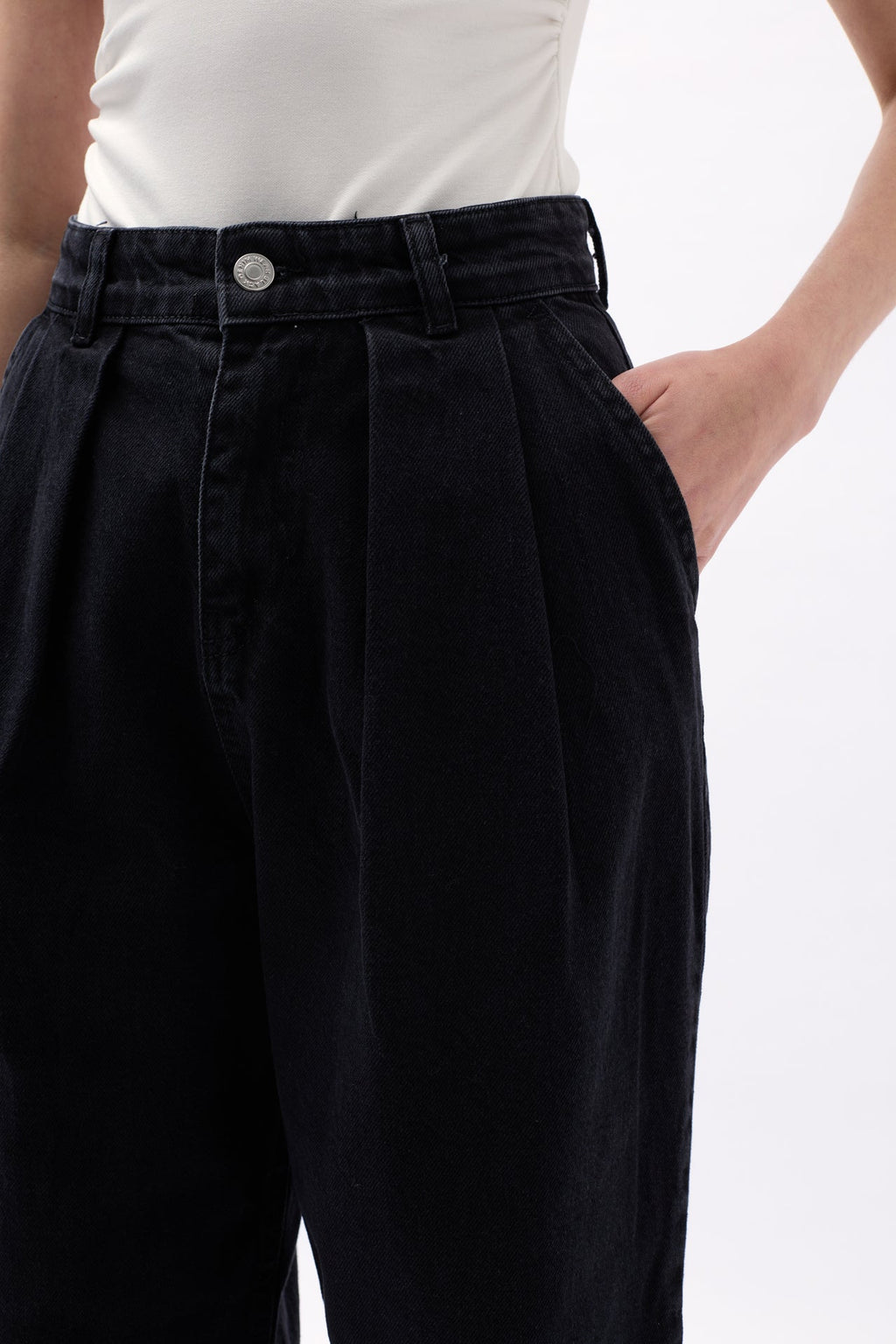 Darted High Waist Gray Jeans