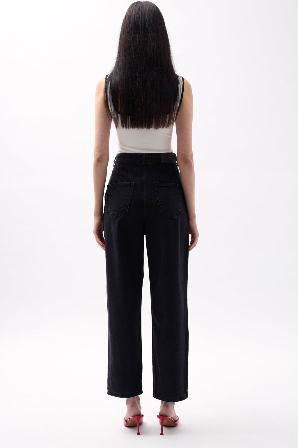 Darted High Waist Gray Jeans