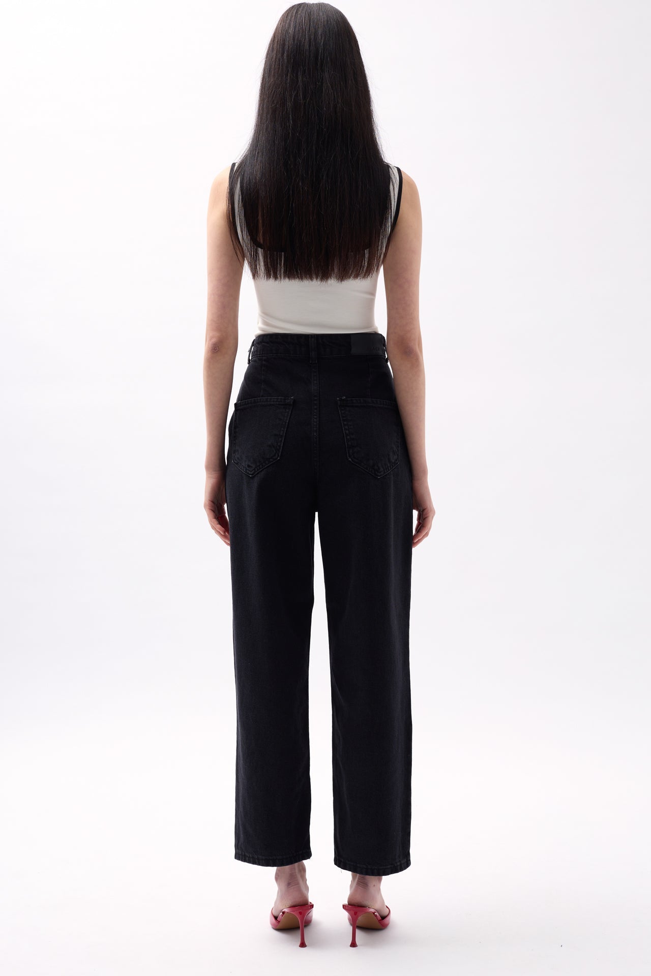 Darted High Waist Gray Jeans