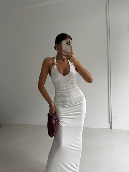 Accessory Detail Maxi White Dress