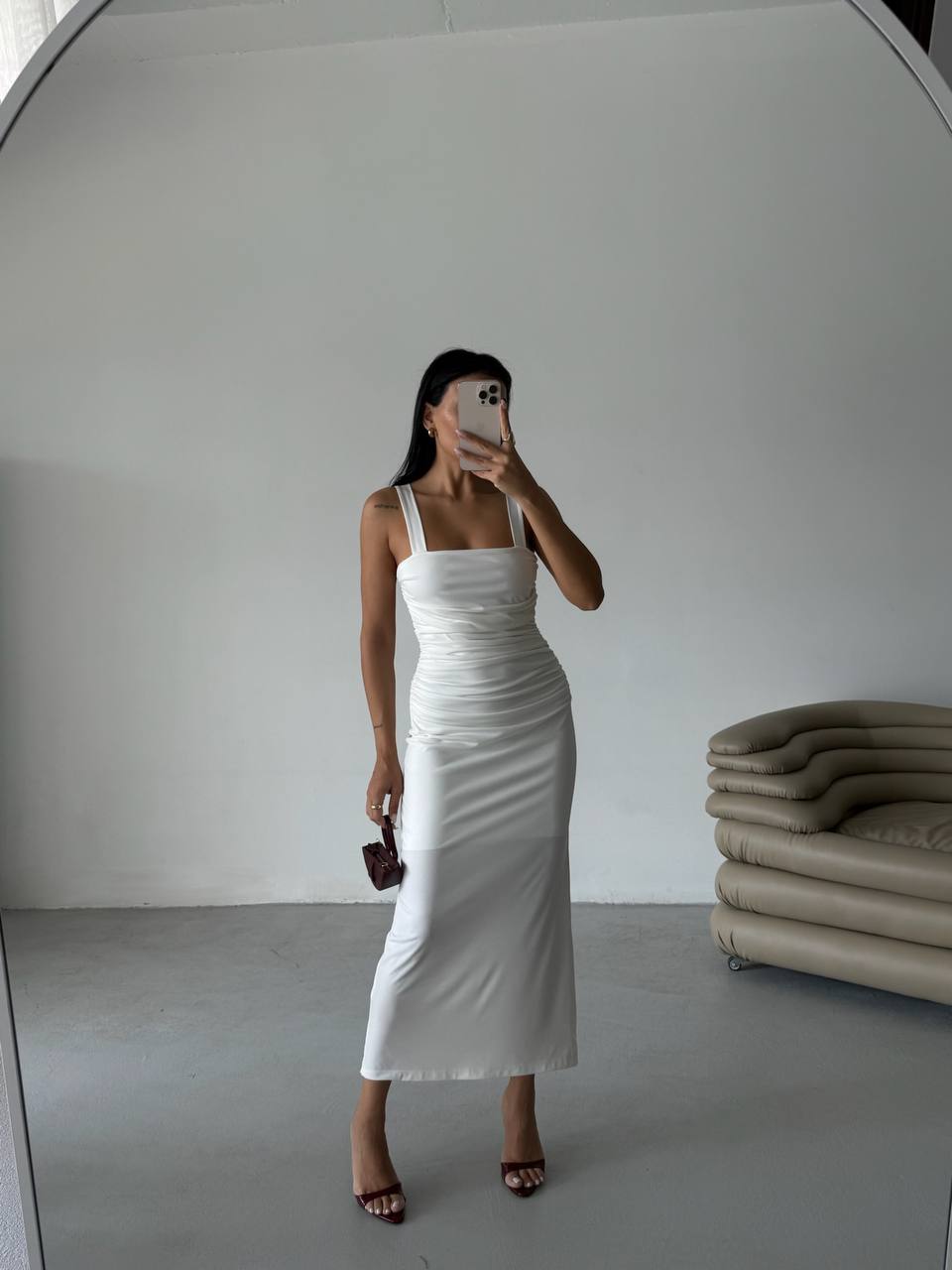 Slit Detail Backless White Dress